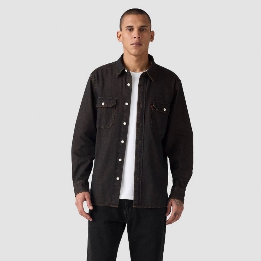 Levi's Black Denim Button-Up Shirt tobacco brown